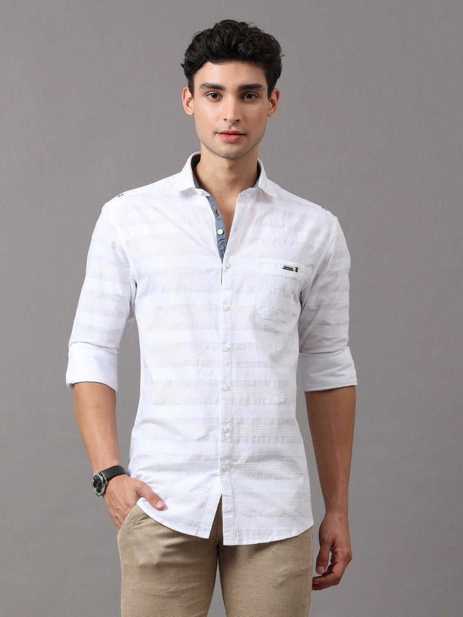 Mens Plain Shirts Shirts SO Design White S(38) 